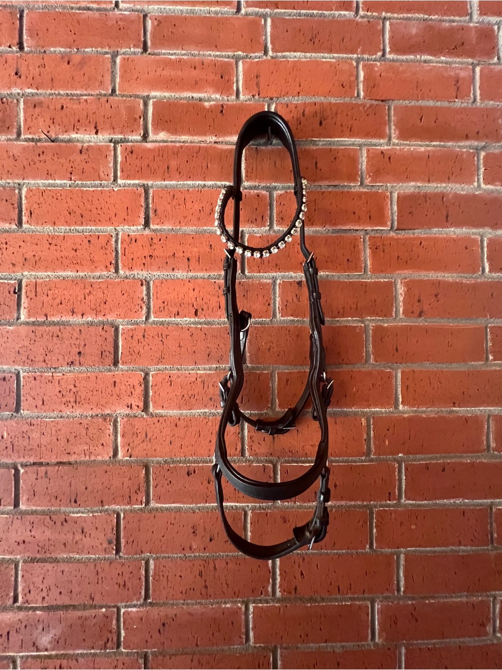 Rambo Micklem Cob sized Black Leather Bridle with Rhinestone Browband
